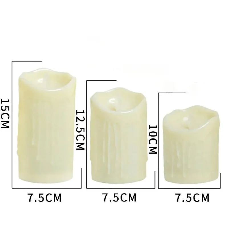 Bougies électroniques, imitation de bougies en plastique, décorations pour mariages, fêtes d'anniversaire, ornements familiaux, ensemble de 3 pièces.
