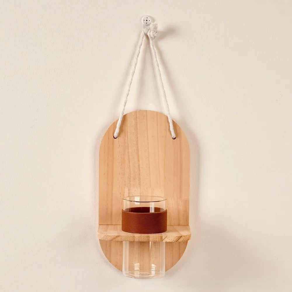 Vase mural en bois pour composition végétale