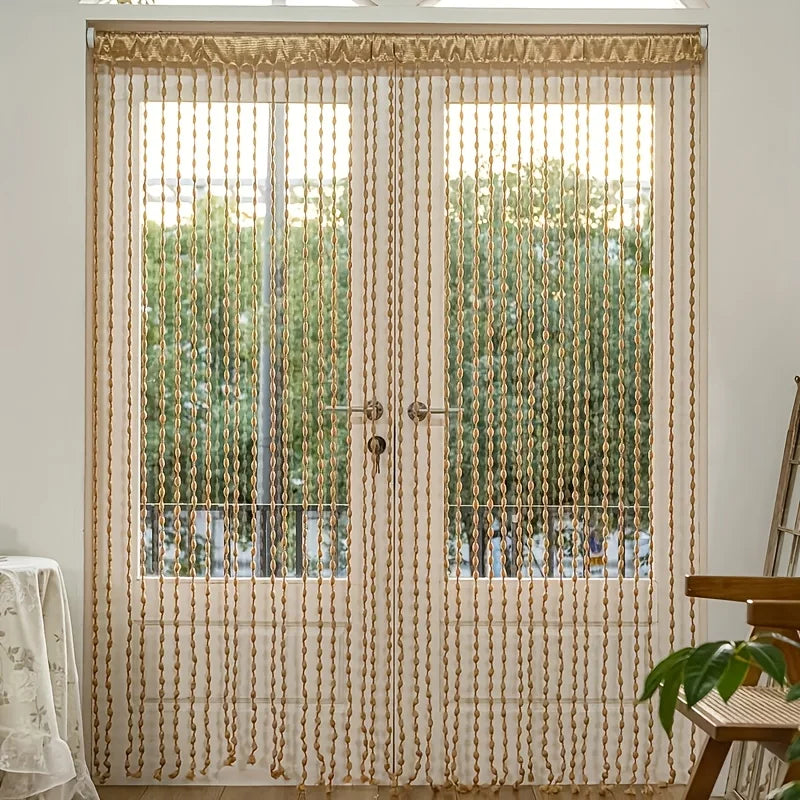 Rideau décoratif bohème à pompons – 100 × 200 cm