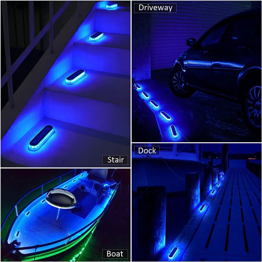 Lampes solaires bleues pour terrasse et escalier – Étanches IP68