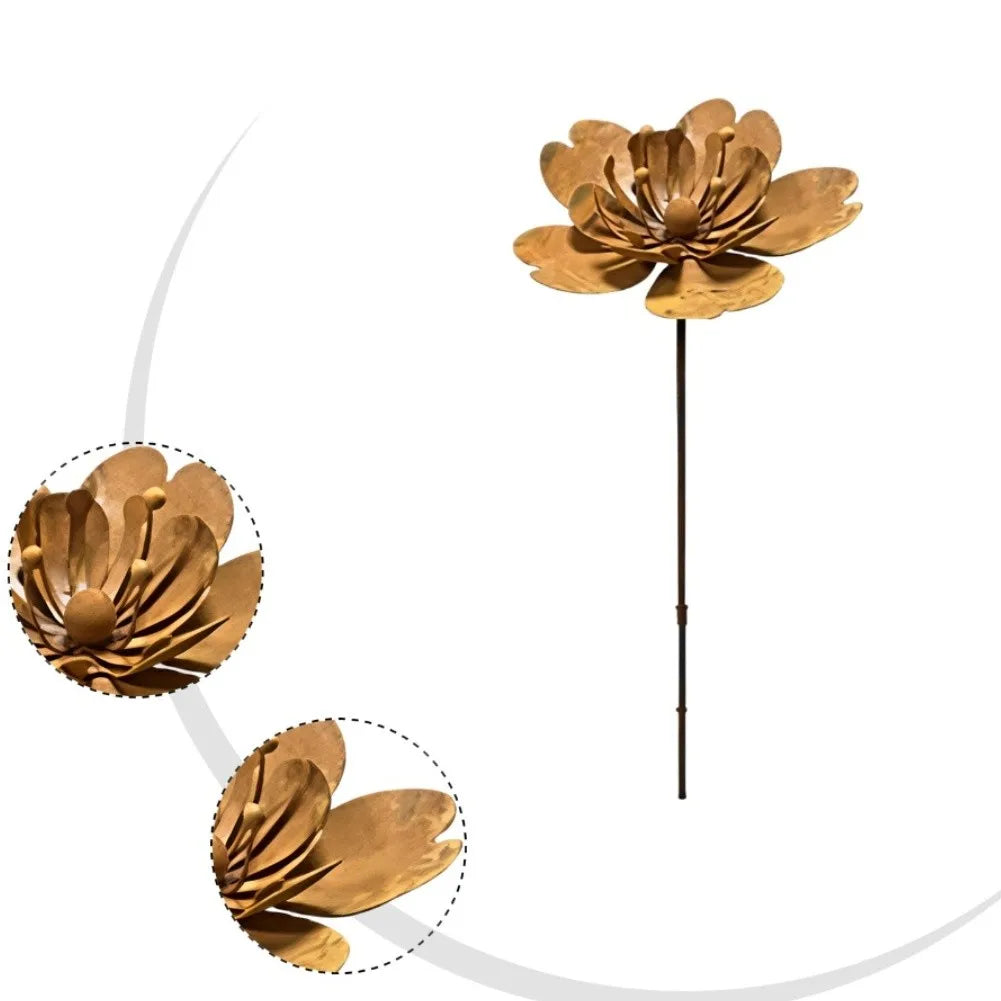 Décoration de jardin en fer à motif de fleurs – 45 cm