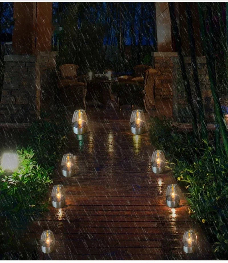 Bougies solaires LED sans flamme, rechargeables, lumière de nuit pour mariage, fête, décoration de jardin, lampe solaire extérieure étanche