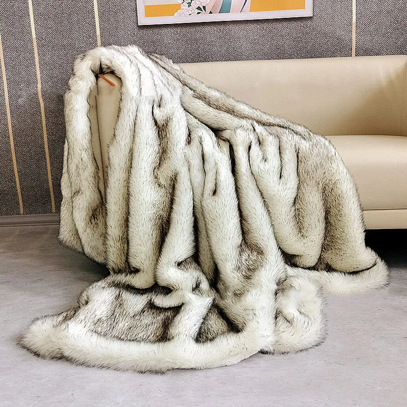 Couverture d'hiver en fausse fourrure épaisse en peluche, flanelle, Imitation fourrure de renard, couverture chaude et douce pour lit Double, King Size, nouvelle collection