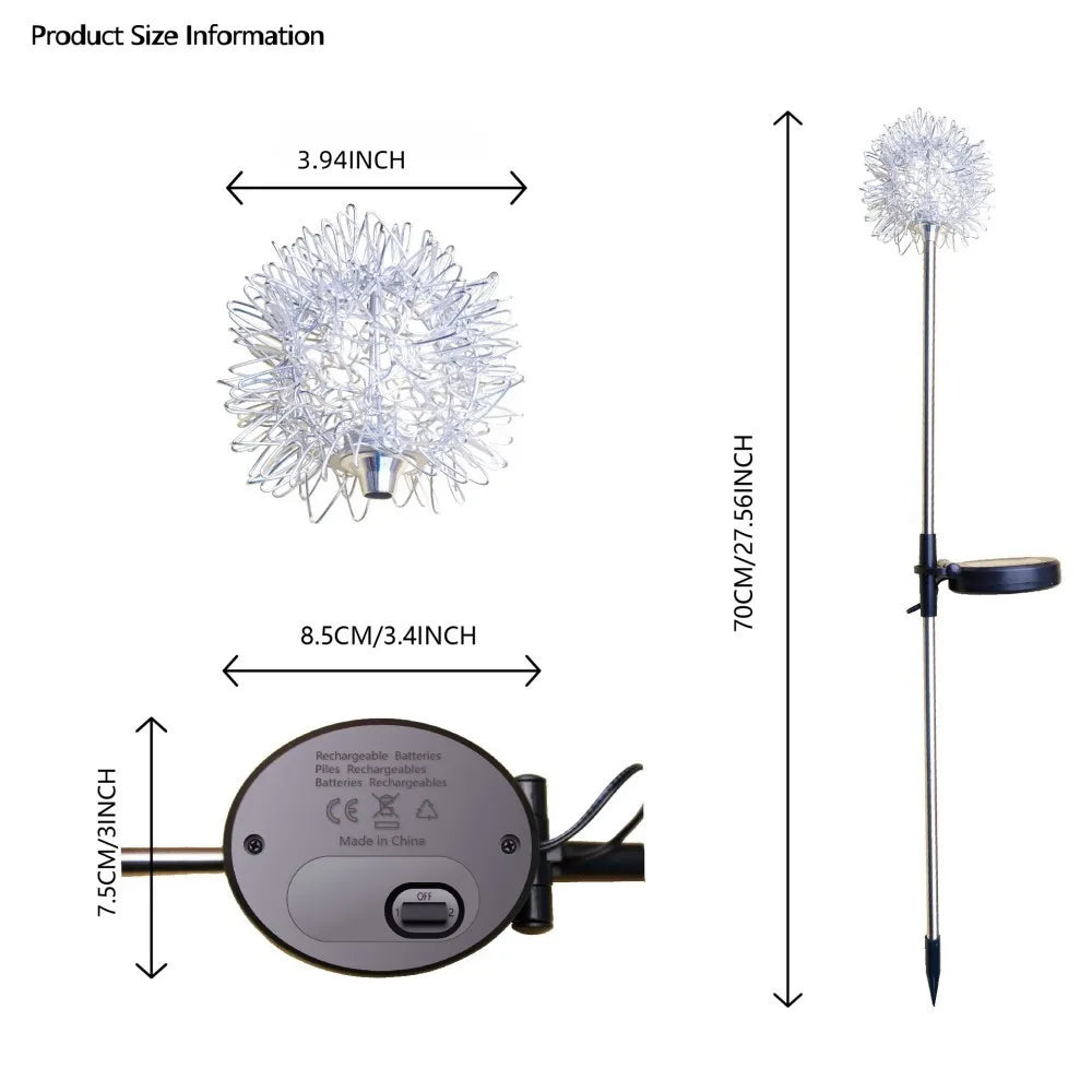 Lampes solaires pissenlit décoratives – blanc chaud ou multicolore