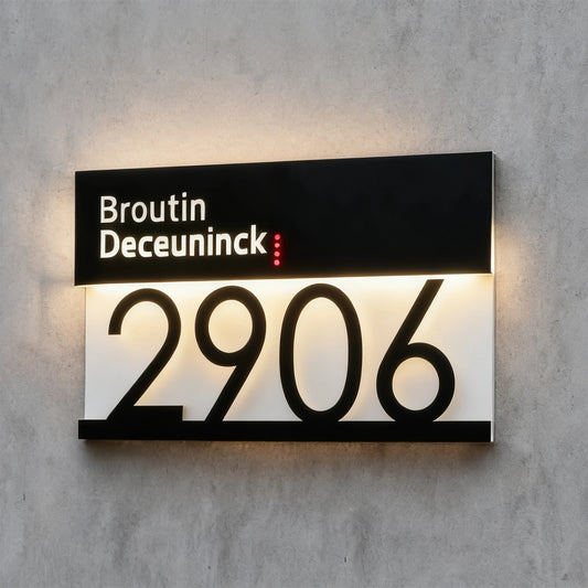 Plaque d'adresse solaire personnalisée, numéro civique lumineux LED