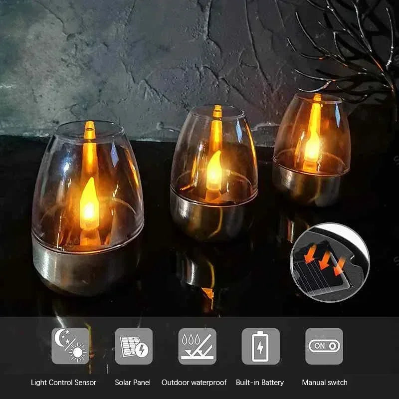 Bougies solaires LED sans flamme, rechargeables, lumière de nuit pour mariage, fête, décoration de jardin, lampe solaire extérieure étanche