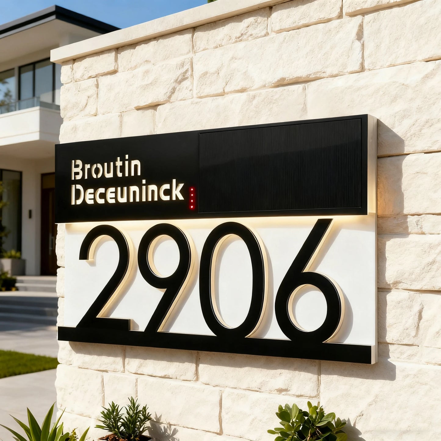 Plaque d'adresse solaire personnalisée, numéro civique lumineux LED