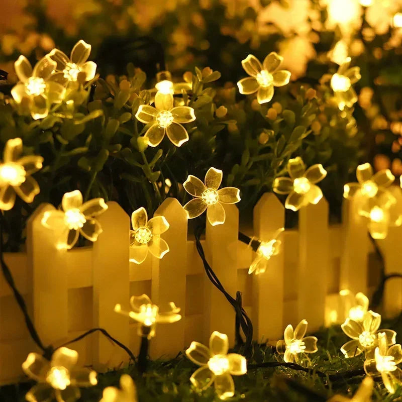 Guirlande solaire fleur LED 5/7/12M pour mariage, fête, maison et jardin