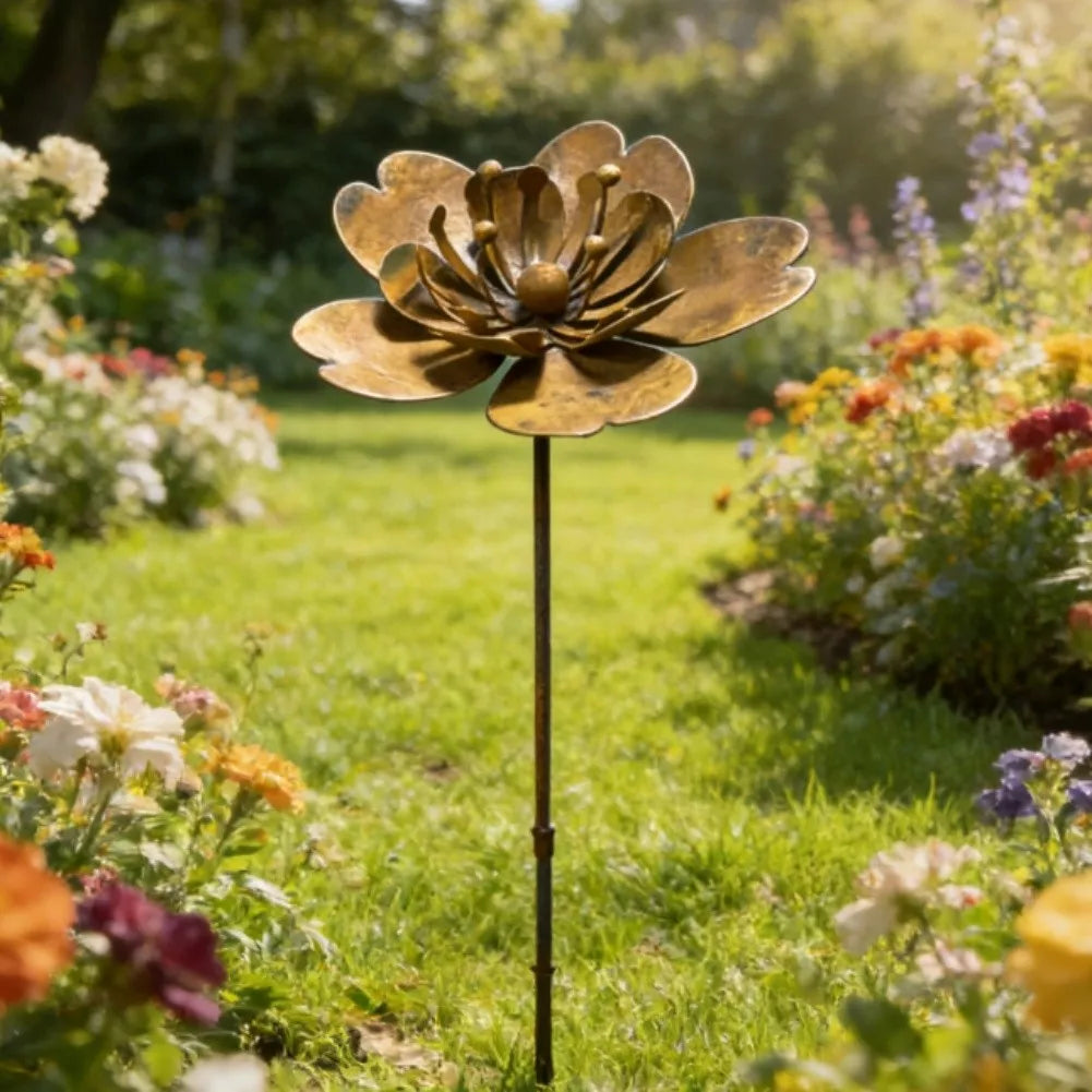 Décoration de jardin en fer à motif de fleurs – 45 cm