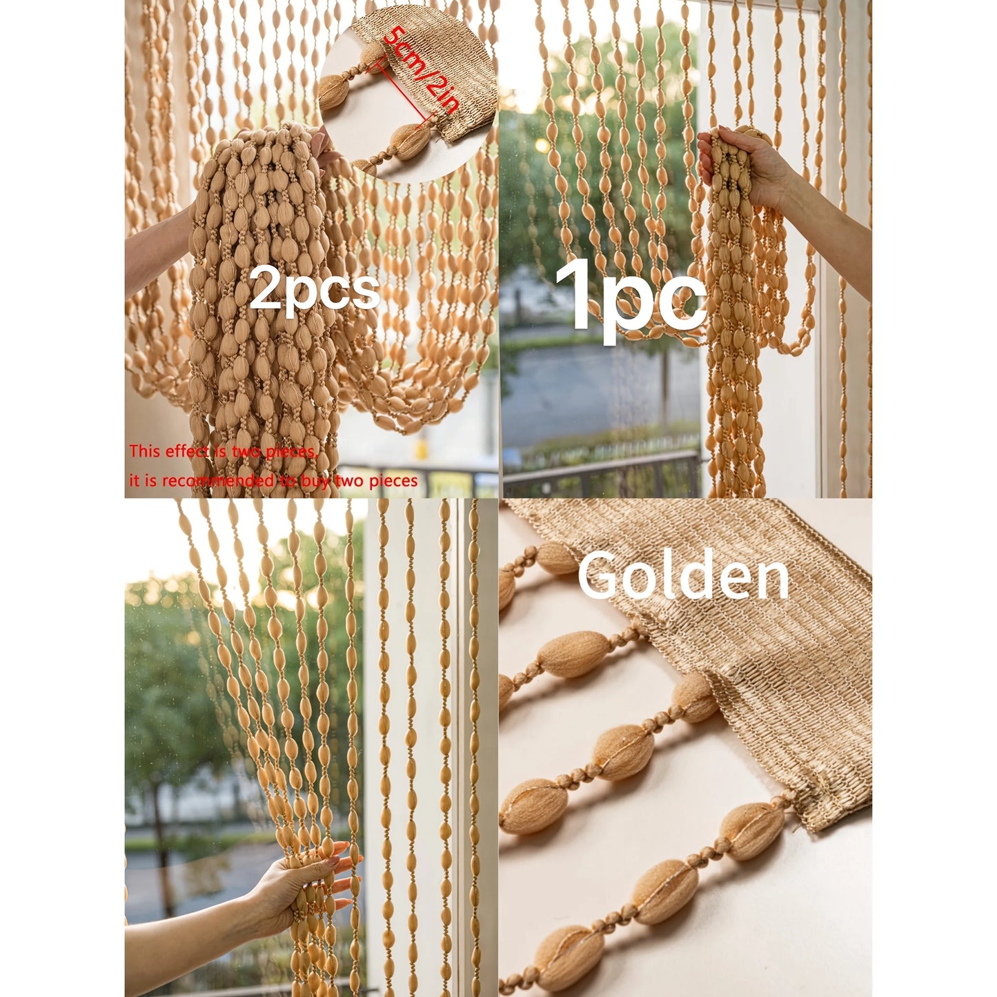 Rideau décoratif bohème à pompons – 100 × 200 cm