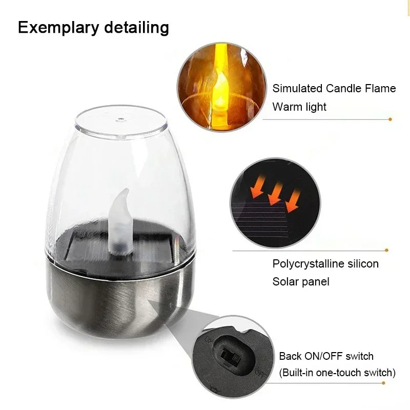 Bougies solaires LED sans flamme, rechargeables, lumière de nuit pour mariage, fête, décoration de jardin, lampe solaire extérieure étanche