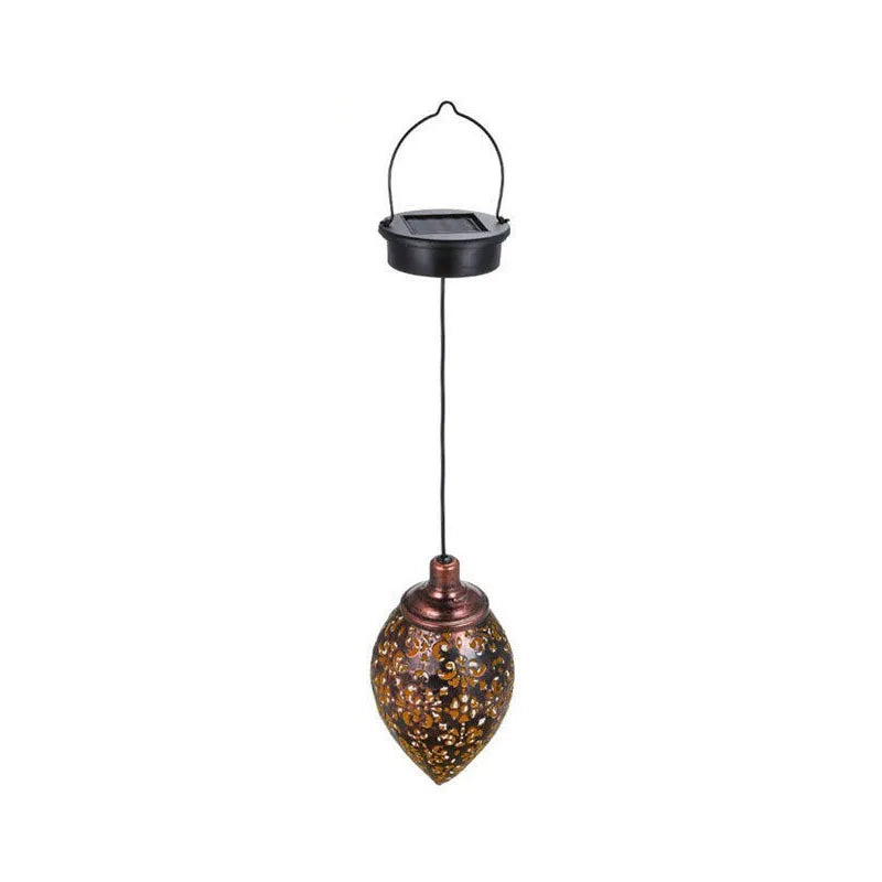 Outdoor Water Drop Shaped Solar Projection Light Waterproof Hollowed-out for Garden Patio Stair Fence Street Landscape Balcony