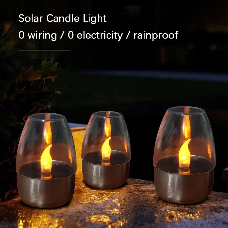Bougies solaires LED sans flamme, rechargeables, lumière de nuit pour mariage, fête, décoration de jardin, lampe solaire extérieure étanche