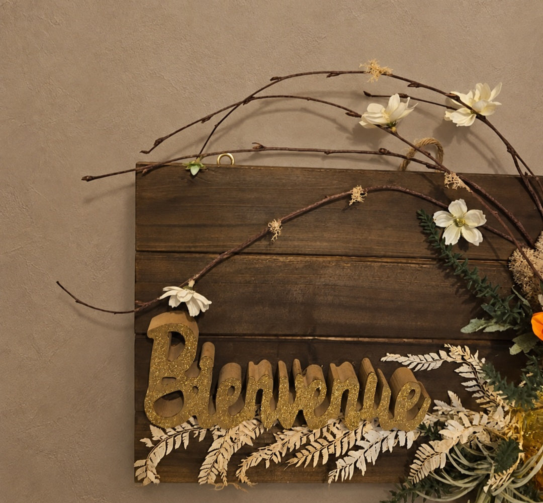 Lueur de bienvenue - Décoration murale florale illuminée