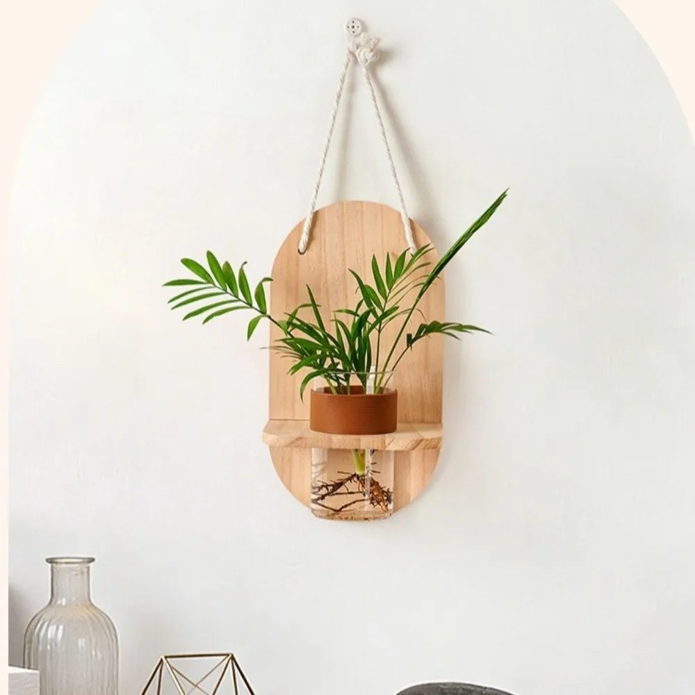 Vase mural en bois pour composition végétale
