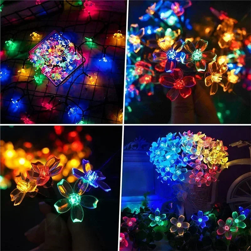Guirlande solaire fleur LED 5/7/12M pour mariage, fête, maison et jardin