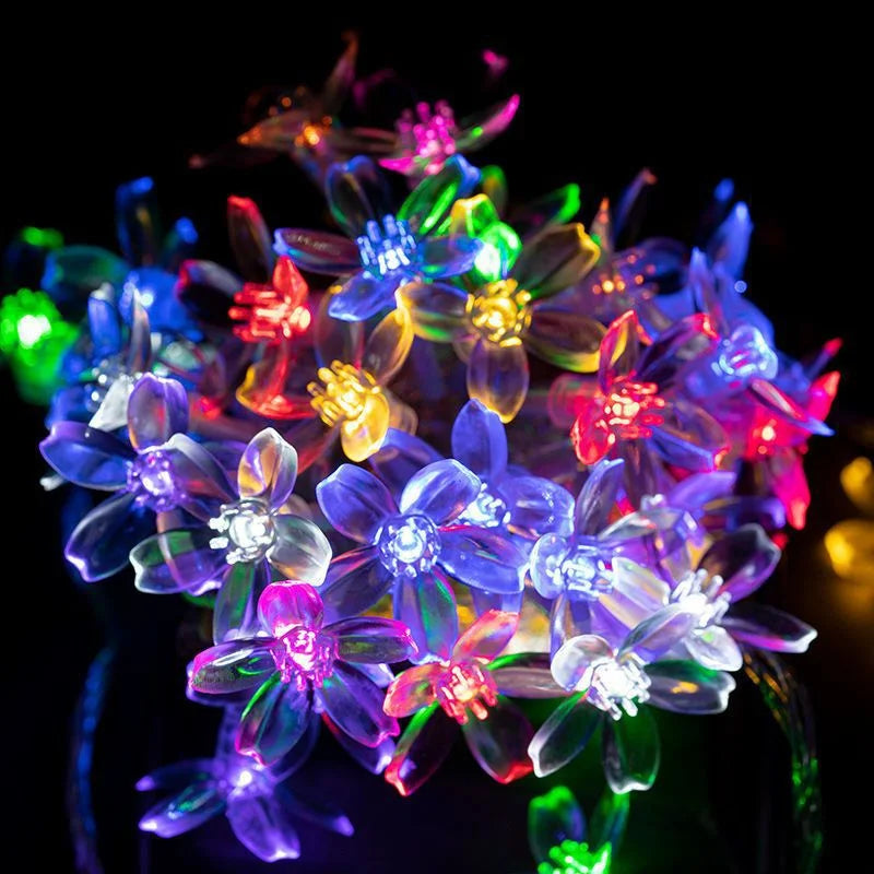 Guirlande solaire fleur LED 5/7/12M pour mariage, fête, maison et jardin