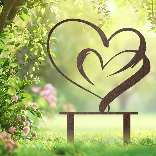 Ornement coeurs en métal, décoration de jardin romantique
