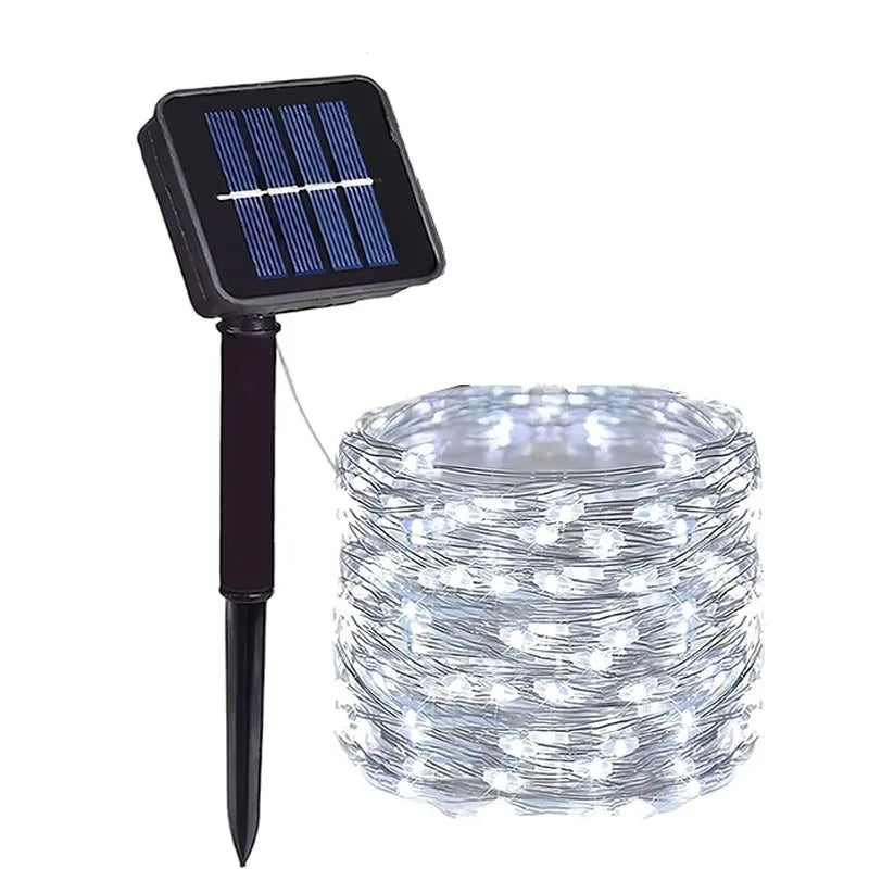 Guirlande solaire LED extérieure en fil de cuivre