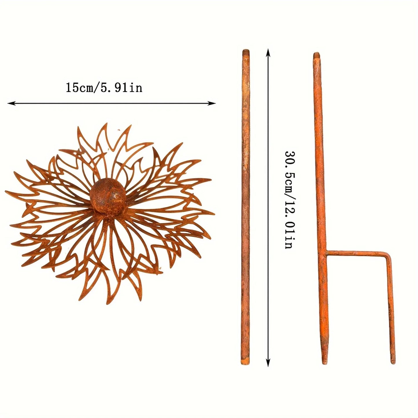 Rustic Metal Garden Ornament Bluebonnet Flower, Natural Outdoor Decor