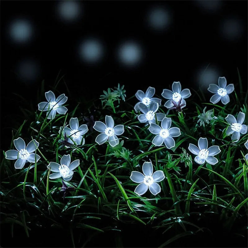 Guirlande solaire fleur LED 5/7/12M pour mariage, fête, maison et jardin