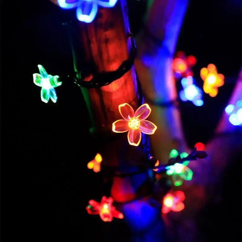 Guirlande solaire fleur LED 5/7/12M pour mariage, fête, maison et jardin