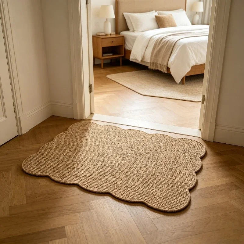 Tapis de chambre à coucher antidérapant, 1 pièce, tapis de sol en jute tissé irrégulier pour salon, tapis vintage bohème, tapis durable pour sol de maison