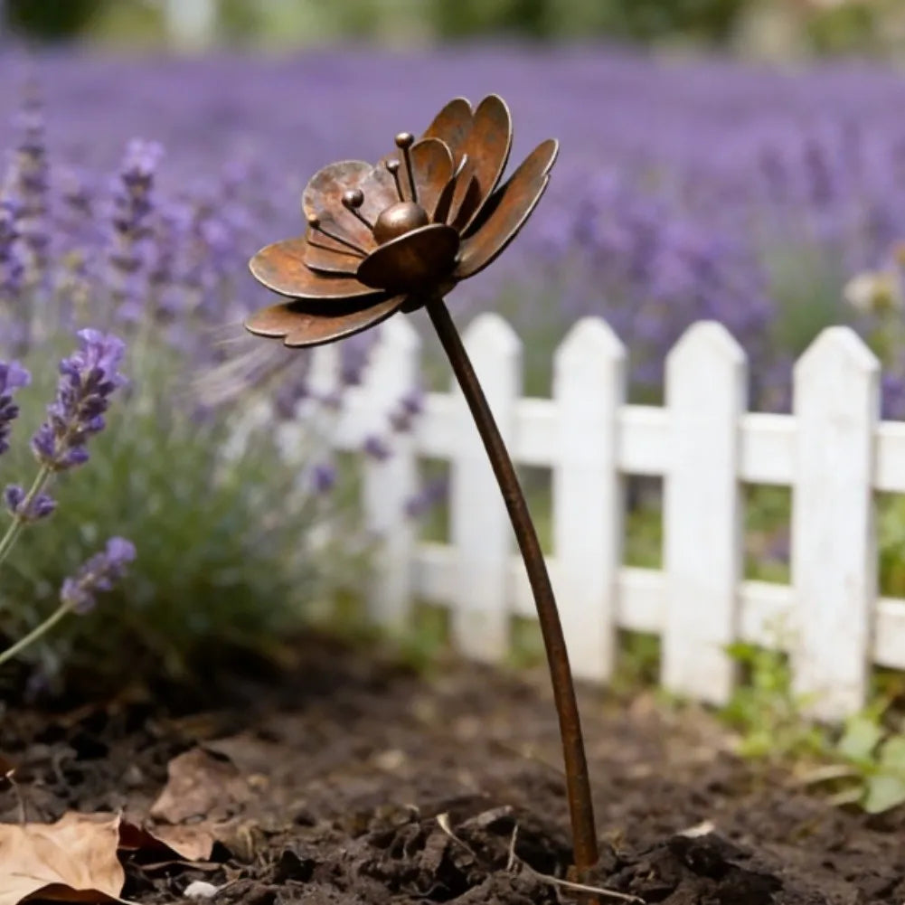 Décoration de jardin en fer à motif de fleurs – 45 cm