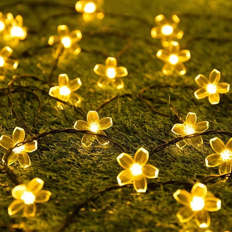 Guirlande solaire fleur LED 5/7/12M pour mariage, fête, maison et jardin