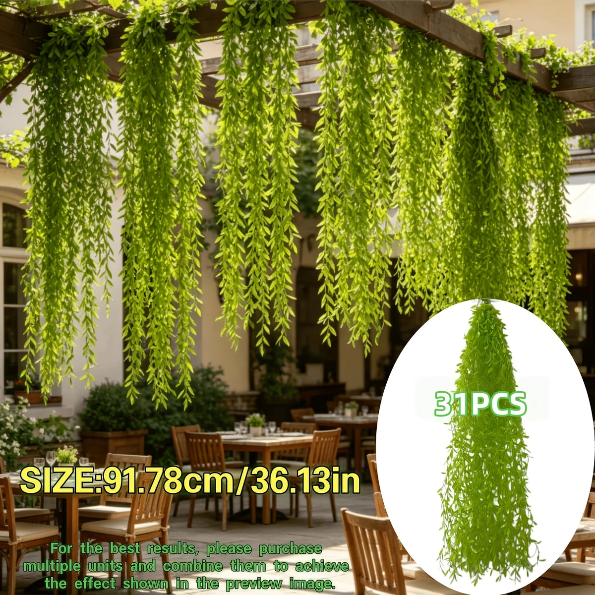 Guirlande suspendue de feuillage de saule artificiel